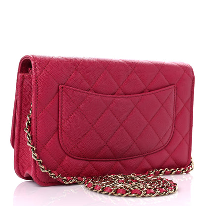 Chanel Caviar Quilted Wallet on Chain WOC Dark Pink 3 of 12