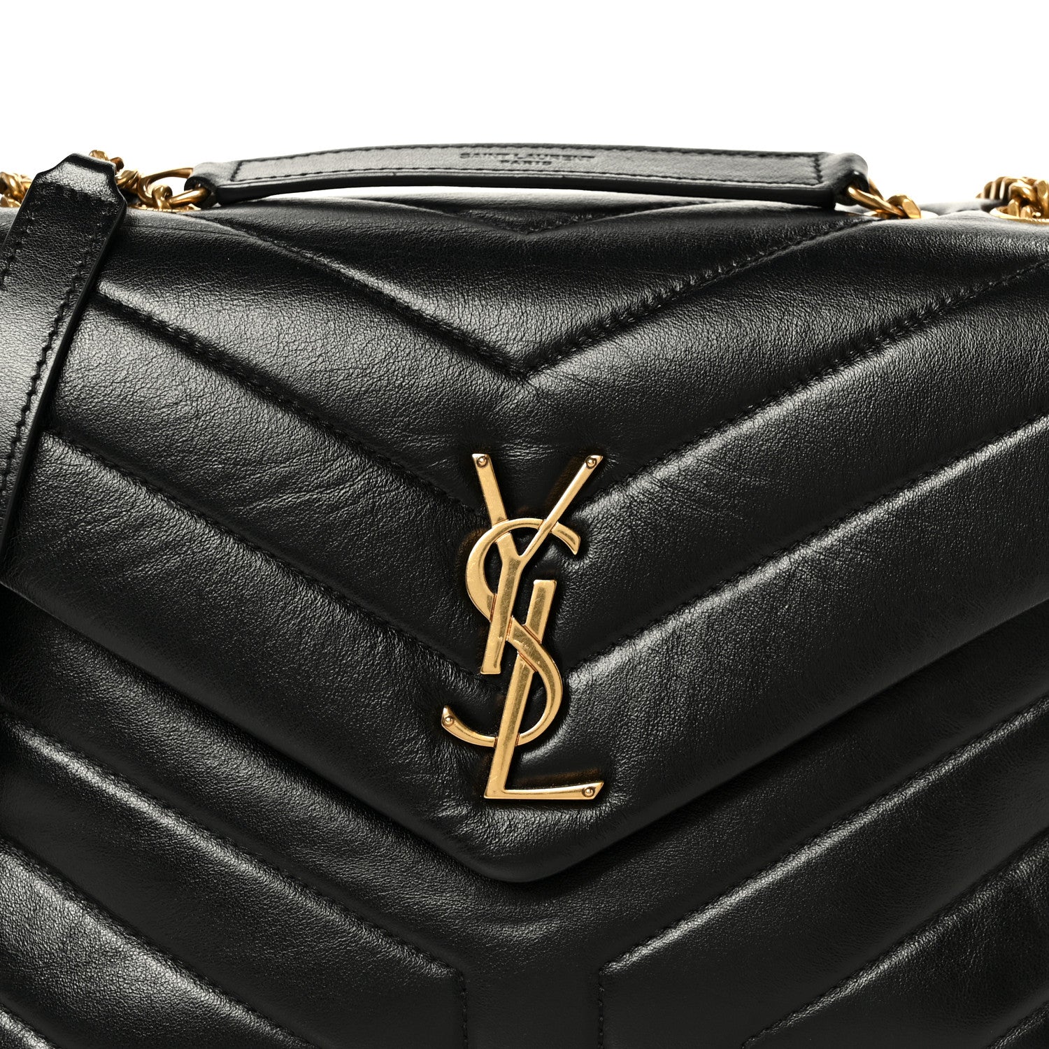 Saint Laurent Calfskin Y Quilted Monogram Small Loulou Chain Satchel Black 10 of 12