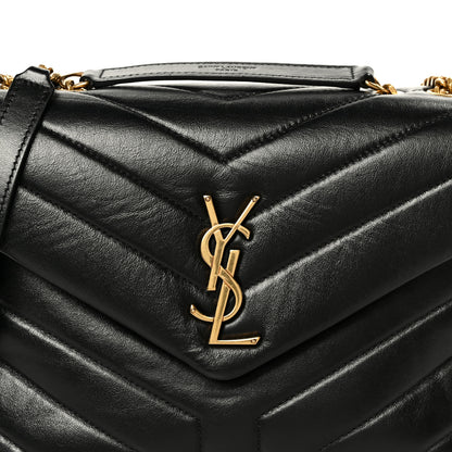 Saint Laurent Calfskin Y Quilted Monogram Small Loulou Chain Satchel Black 10 of 12
