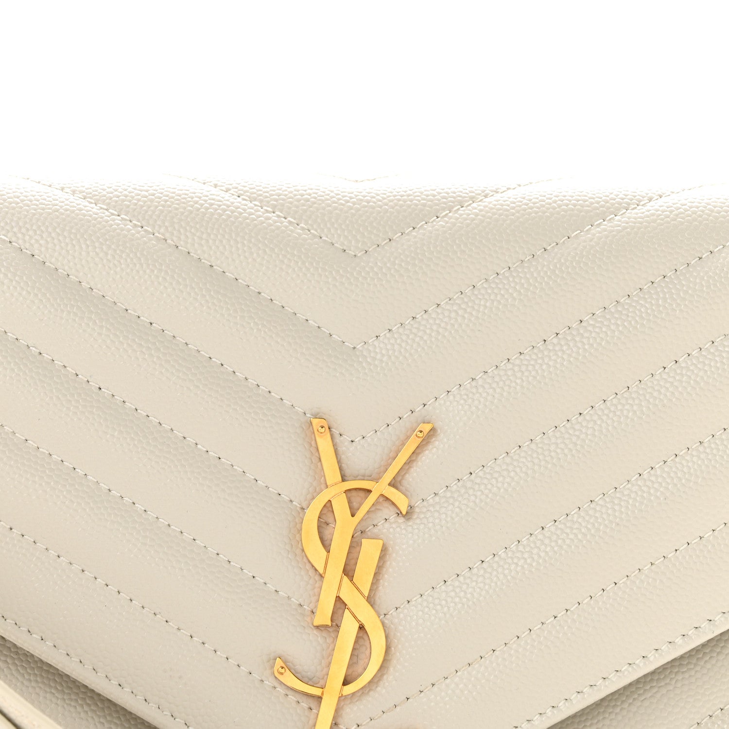 Saint Laurent Grain De Poudre Matelasse Chevron Monogram Envelope Clutch Crema Soft 8 of 13