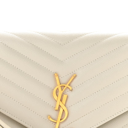 Saint Laurent Grain De Poudre Matelasse Chevron Monogram Envelope Clutch Crema Soft 8 of 13