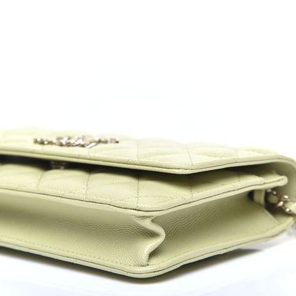 Chanel Caviar Quilted French New Wave Chain CC Wallet On Chain WOC Light Green 7 of 10