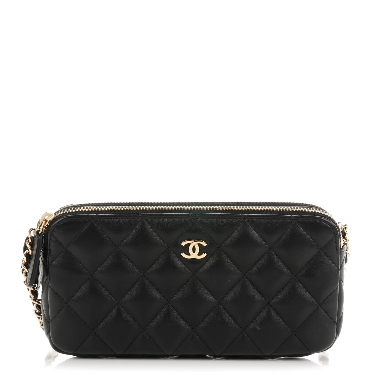 Chanel Lambskin Quilted Small Clutch With Chain Black 1 of 8