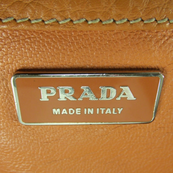 Prada Straw Leather Antic Easy Foldover Pushlock Satchel Orange 8 of 11