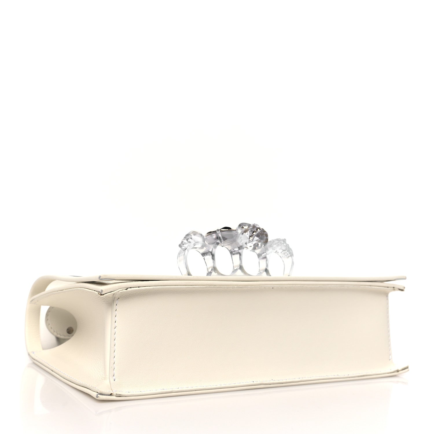 Alexander McQueen Polyurethane Calfskin Transparent Jeweled Knuckle Satchel Clear White 4 of 9