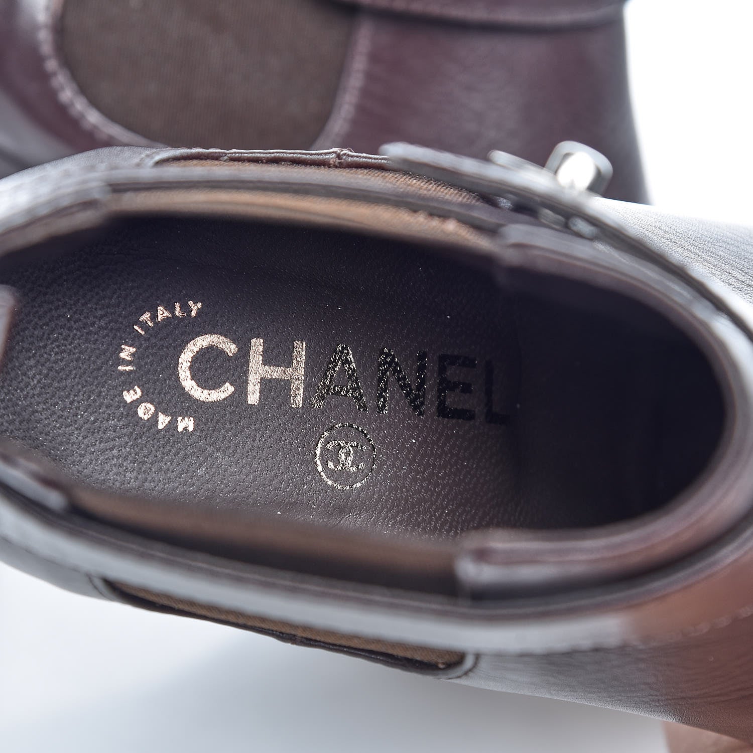 Chanel Calfskin CC Turnlock Ankle Boots 37.5 Brown 6 of 13