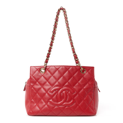 Chanel Caviar Quilted Petit Timeless Shopping Tote PTT Red 1 of 11