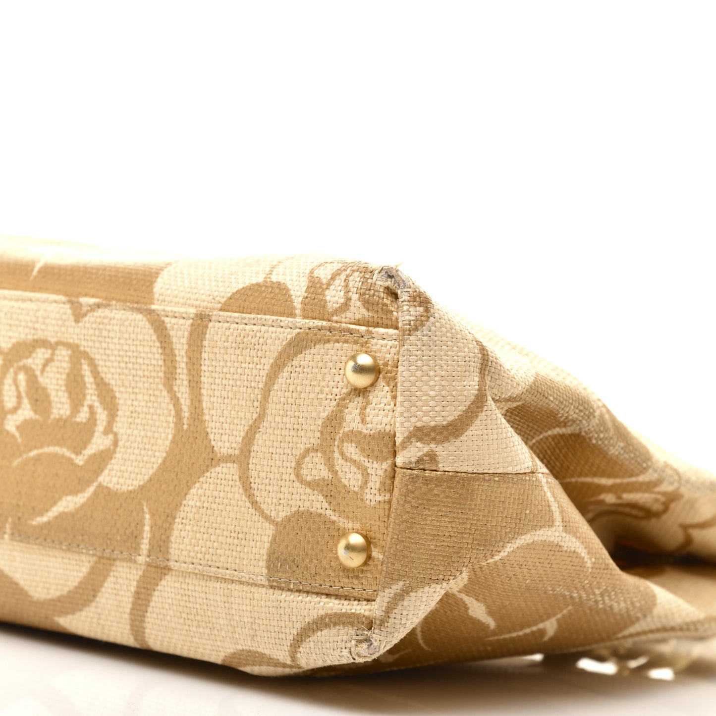 Canvas Camellia Printed Shoulder Bag Beige Grey