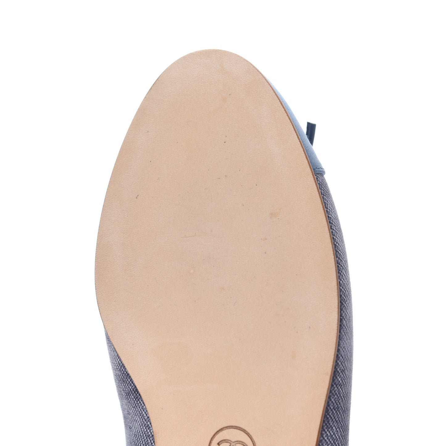 Satin Denim Goatskin CC Cap Toe Ballerina Flats 35 Blue