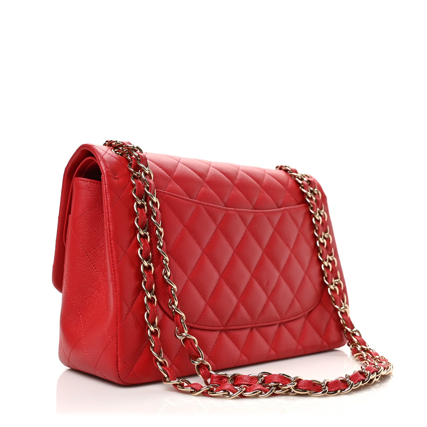 Chanel Caviar Quilted Jumbo Double Flap Red 3 of 10