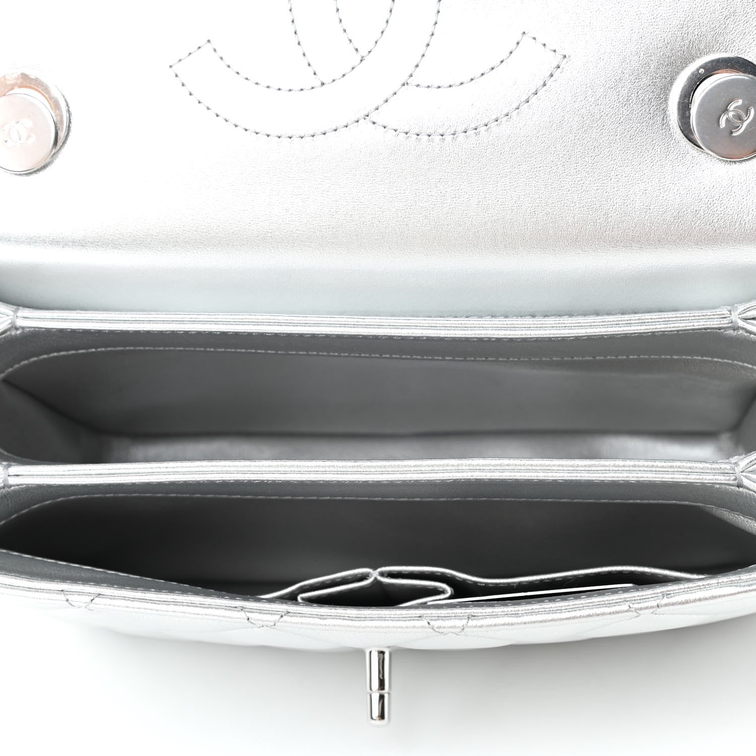 Chanel Metallic Lambskin Quilted Small Trendy CC Flap Dual Handle Bag Silver 4 of 4