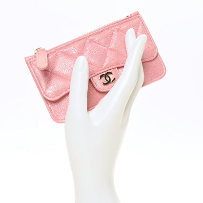 Chanel Iridescent Caviar Quilted Flap Zip Card Holder Pink 2 of 7