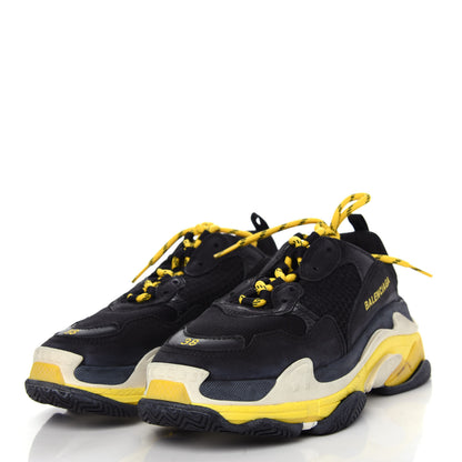 Balenciaga Fabric Mesh Womens Triple S Sneakers 38 Black Yellow 3 of 10