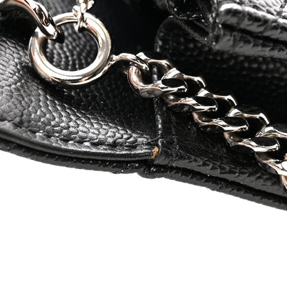 Saint Laurent Grain De Poudre Matelasse Chevron Monogram Envelope Chain Wallet Black 11 of 12