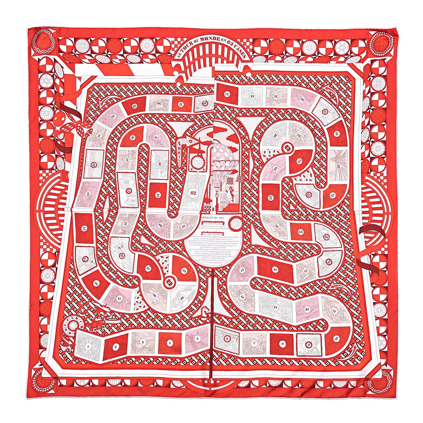Silk Le Tour Du Monde En 63 Cases Scarf 90 Rogue Rose Blanc