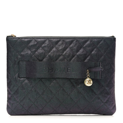 Chanel Iridescent Caviar Medium Night by the C Pouch Clutch Black 1 of 7