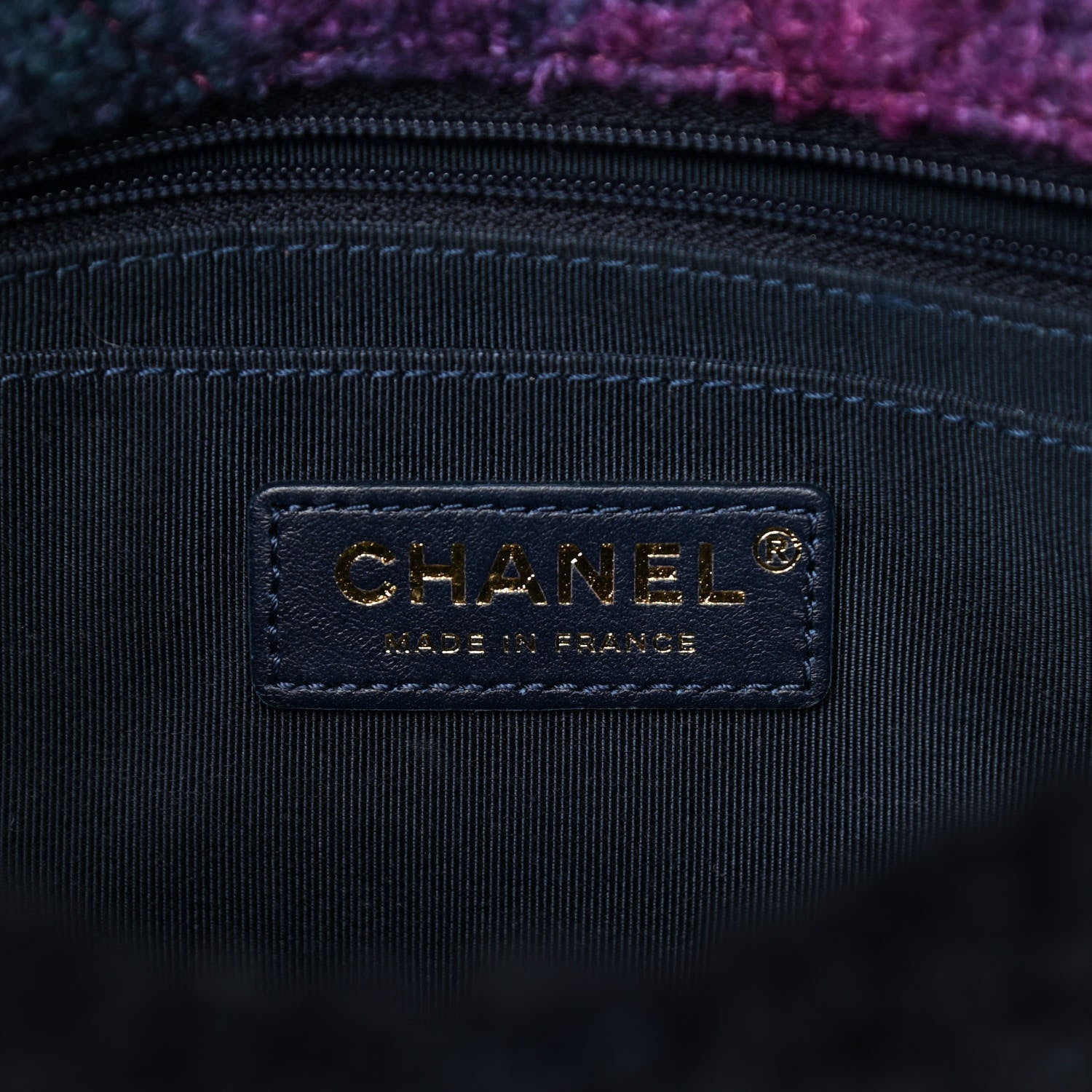 Chanel Shearling Sheepskin Tweed Quilted Single Flap Navy Purple 6 of 10
