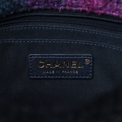 Chanel Shearling Sheepskin Tweed Quilted Single Flap Navy Purple 6 of 10