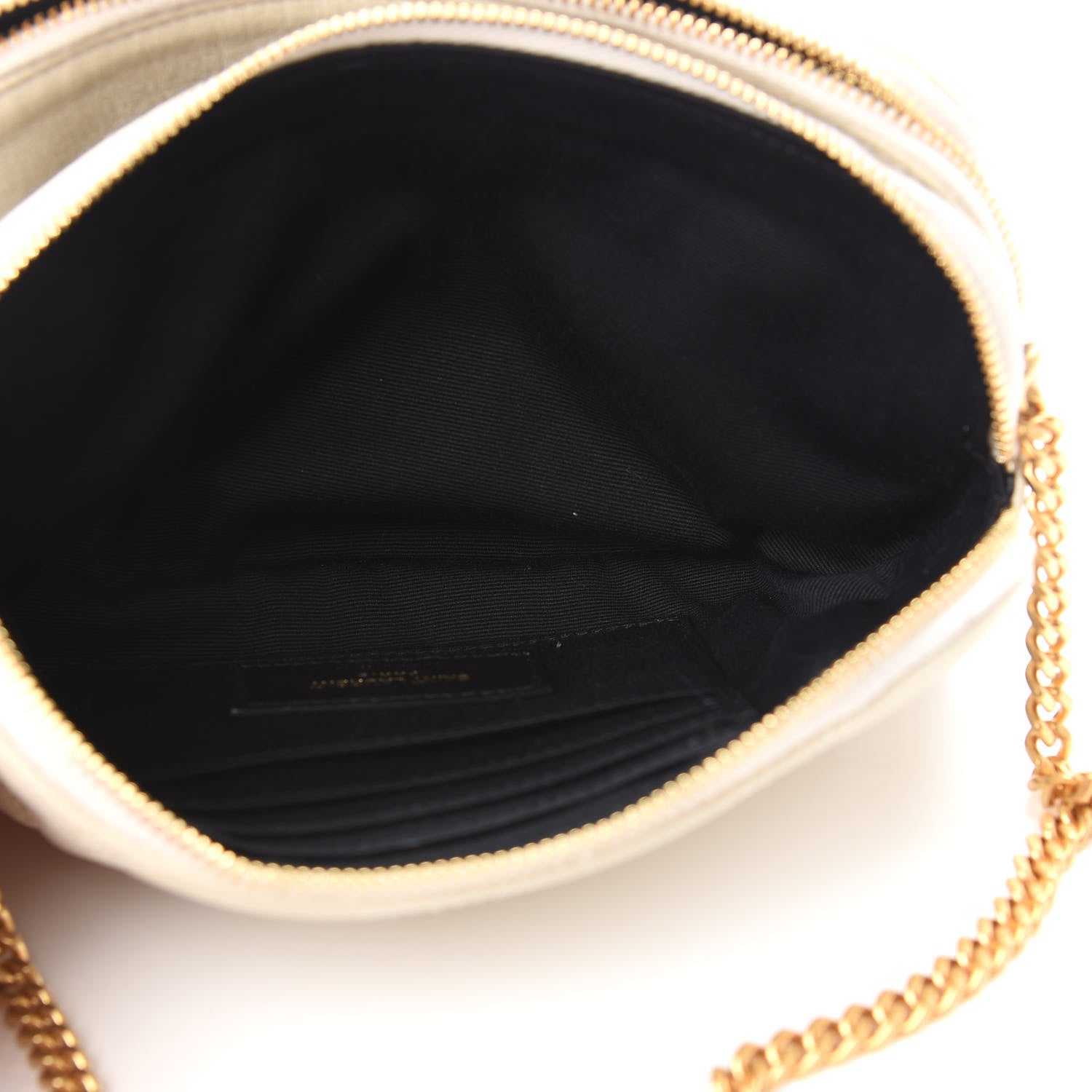 Saint Laurent Grained Lambskin Quilted Mini Becky Double Zip Bag Vintage White 7 of 13