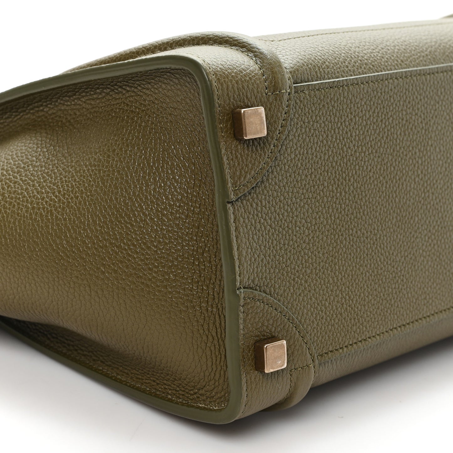 Drummed Calfskin Micro Luggage Dark Olive