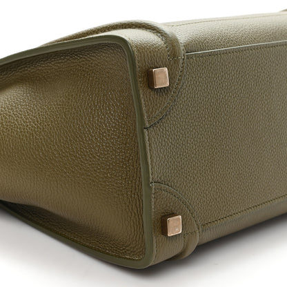 Celine Drummed Calfskin Micro Luggage Dark Olive 9 of 10
