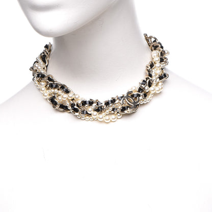 Chanel Pearl CC Chain Choker Necklace Black Gold 2 of 6