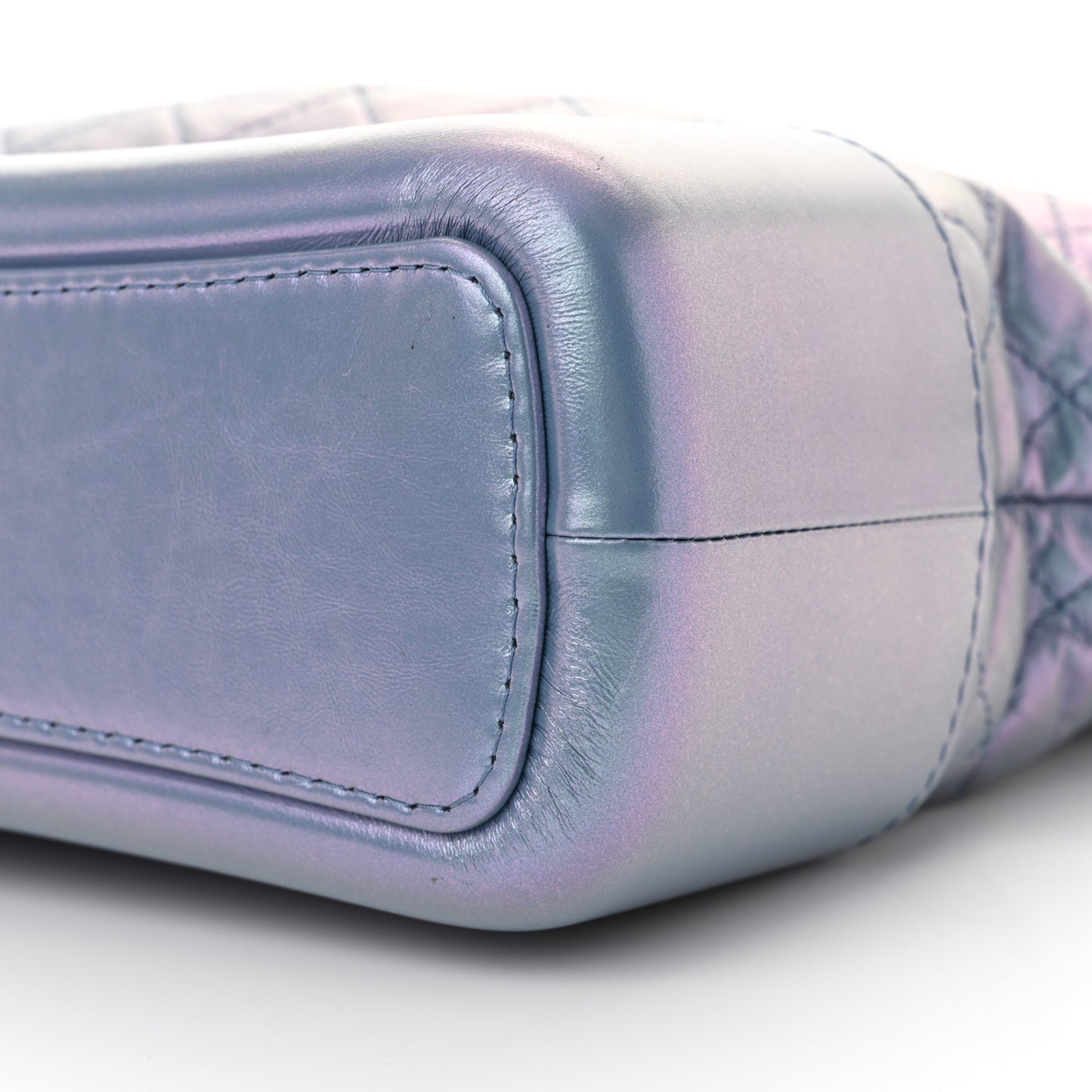 Iridescent Aged Calfskin Quilted Medium Gabrielle Hobo Blue