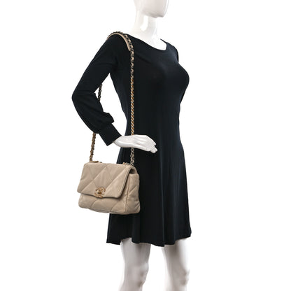 Chanel Lambskin Quilted Medium Chanel 19 Flap Beige 2 of 14