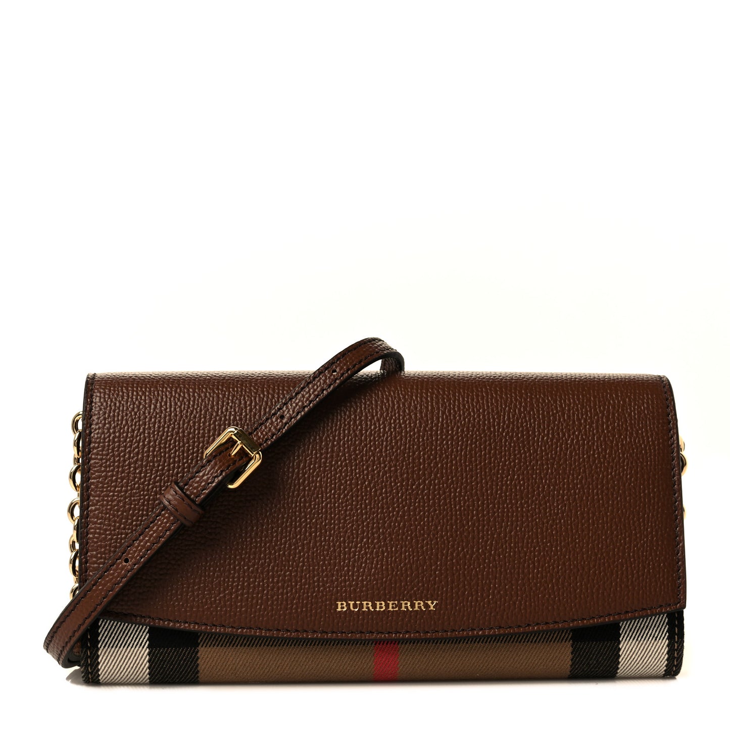 Derby Calfskin House Check Henley Wallet On Chain Tan