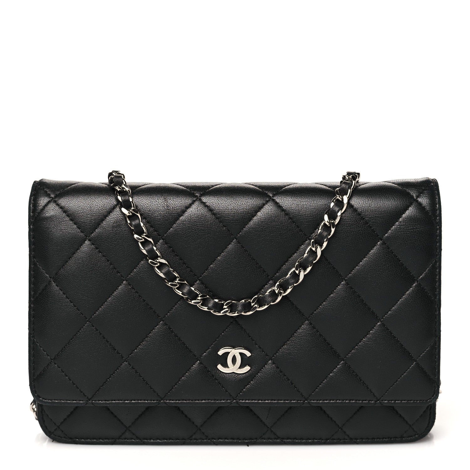 Chanel Lambskin Quilted Wallet On Chain WOC Black 1 of 12