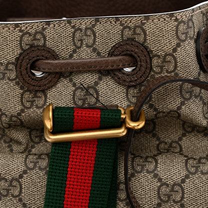 Gucci GG Supreme Monogram Neo Vintage Drawstring Bucket Backpack Beige New Acero Crop 11 of 11