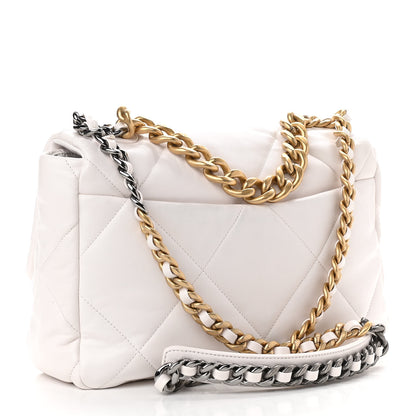 Chanel Lambskin Quilted Large Chanel 19 Flap White 2 of 10