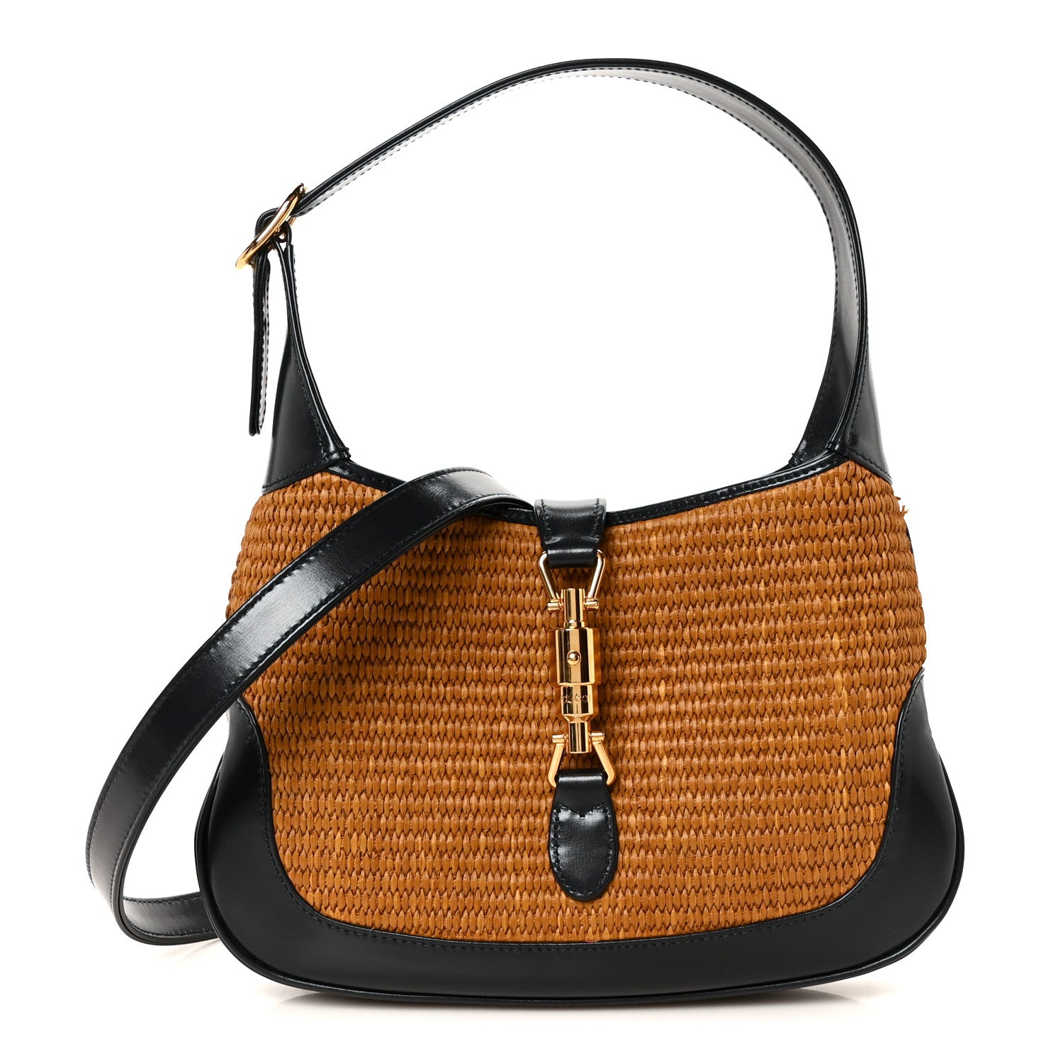 Gucci Straw Lux Boarded Dyana Lux Calfskin Small Jackie 1961 Hobo Natural Blue 1 of 12