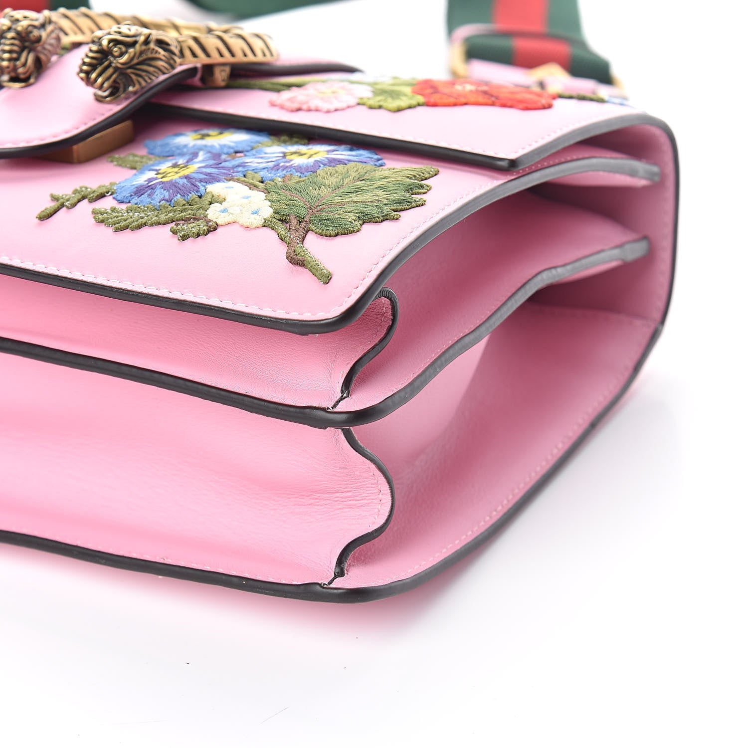 Gucci Calfskin Bamboo Web Embroidered Medium Dionysus Top Handle Bag Pink 9 of 9