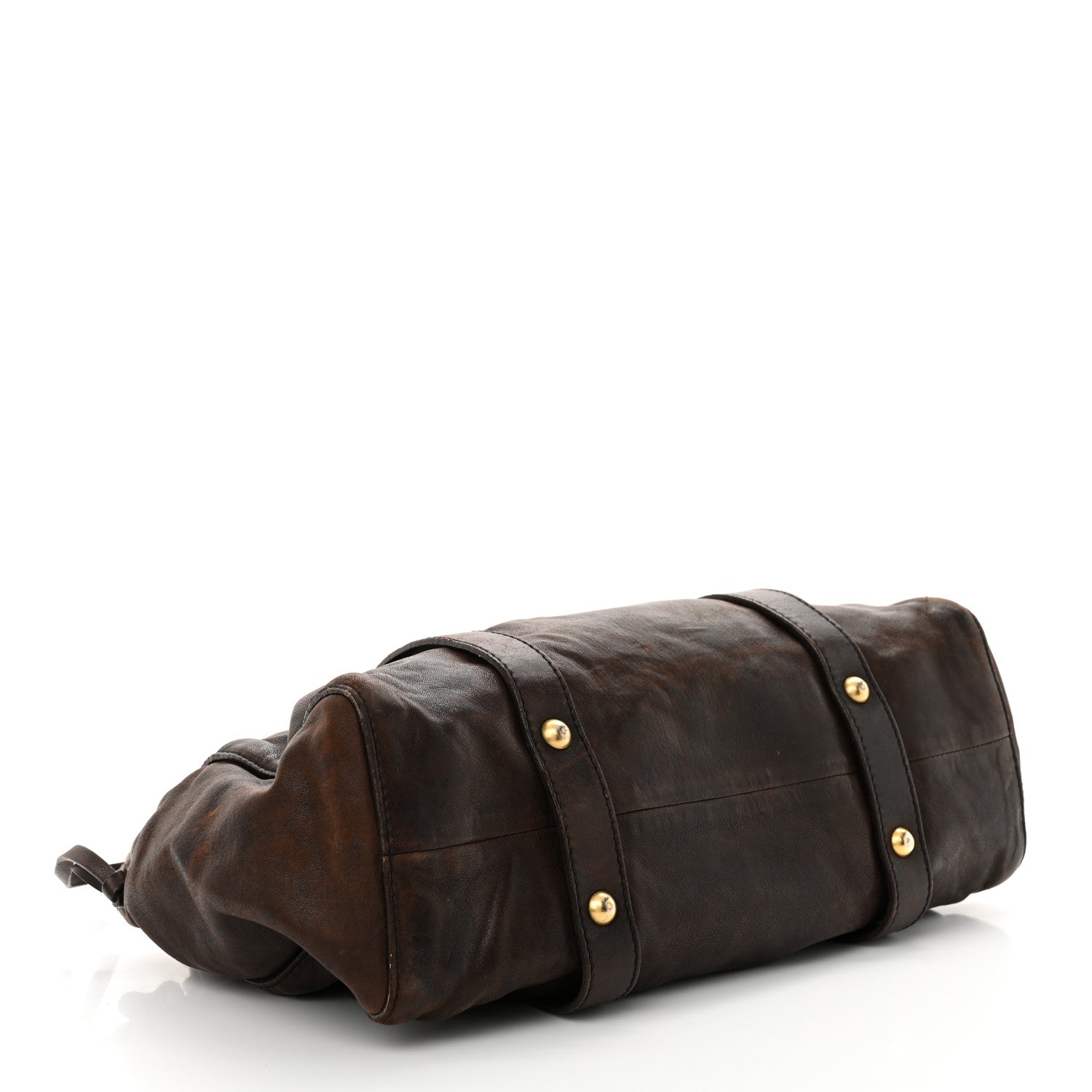 Miu Miu Vitello Lux Gathered Tote Brown 4 of 15