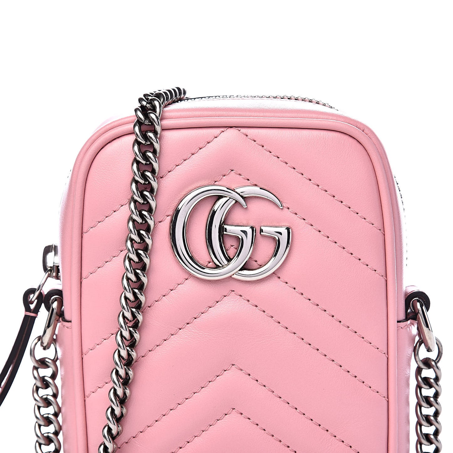 Calfskin Matelasse Mini GG Marmont Crossbody Bag Wild Rose