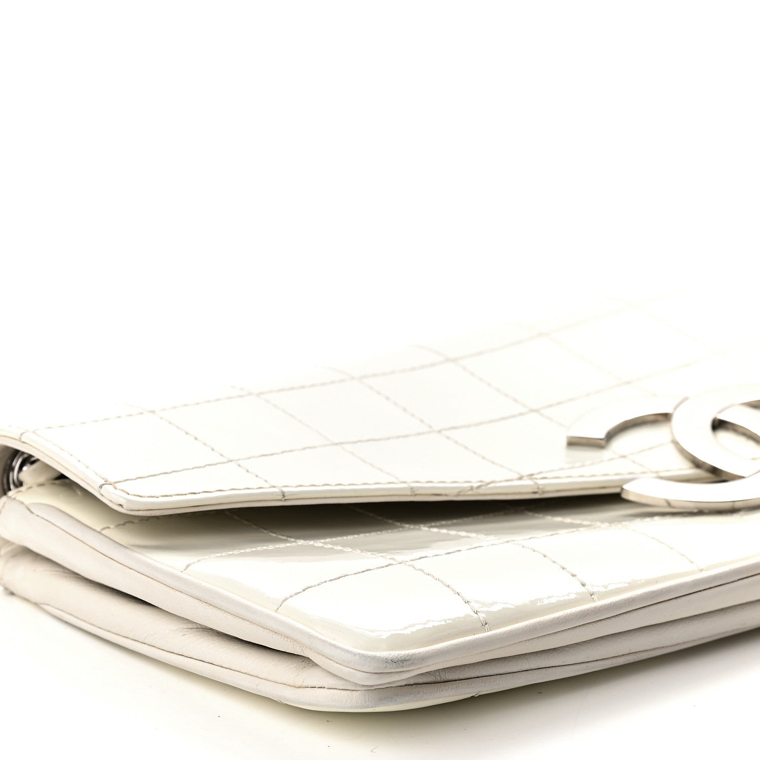 Chanel Patent Square Stitched CC Flap Clutch White 7 of 8