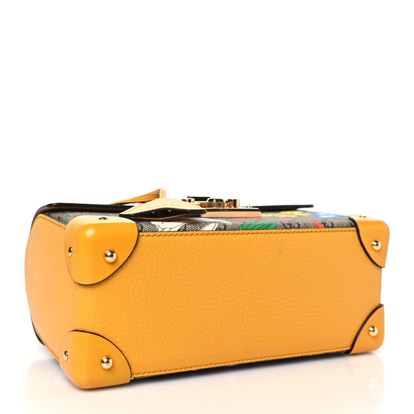 GG Supreme Monogram Flora Small Padlock Bamboo Shoulder Bag Beige Multicolor Crop