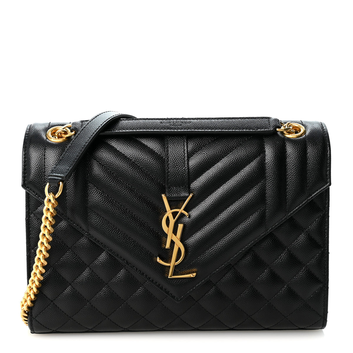 Saint Laurent Grain De Poudre Textured Mixed Matelasse Triquilt Medium Monogram Satchel Black 1 of 9