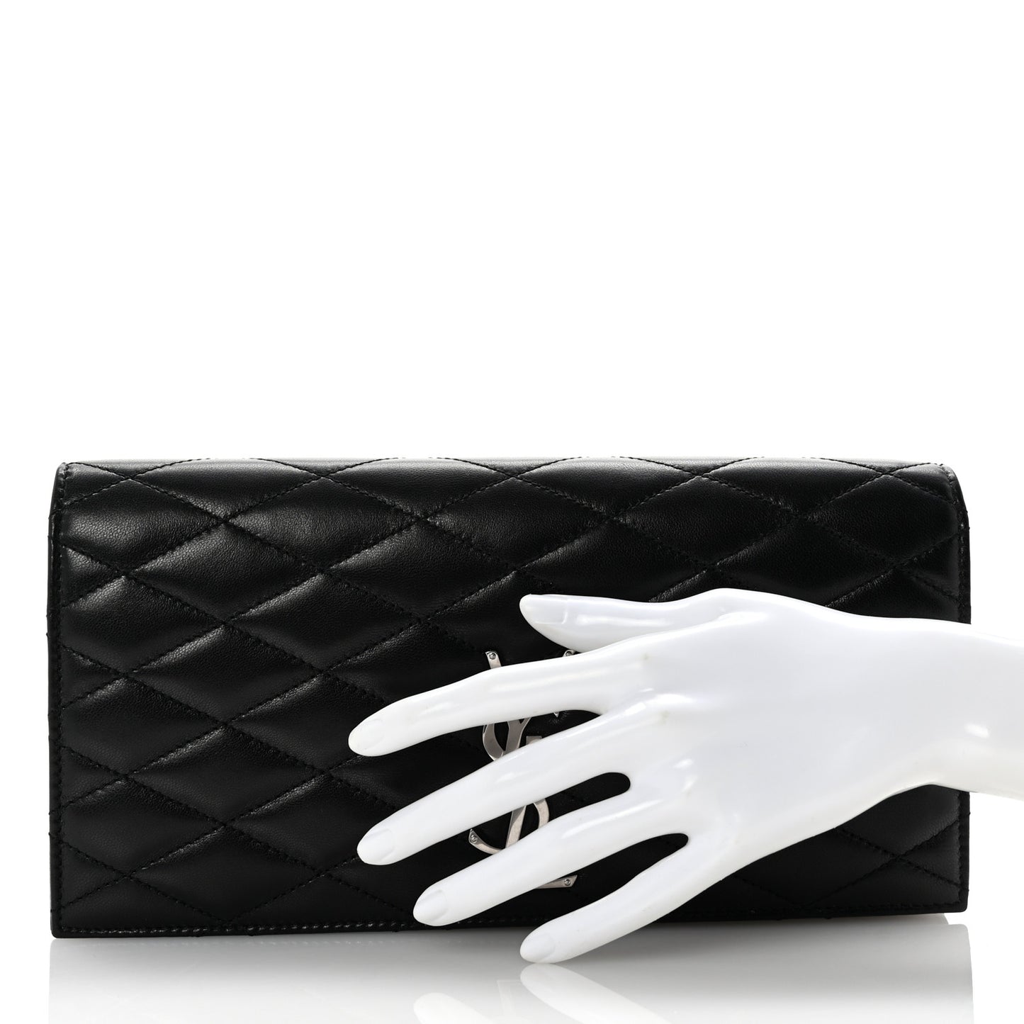 Lambskin Quilted Kate Clutch Black