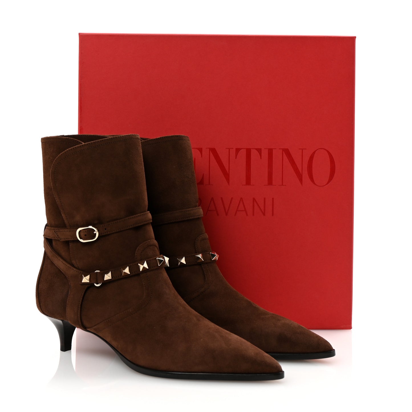 Suede Rockstud Flair 85 Ankle Booties 36 Fondant