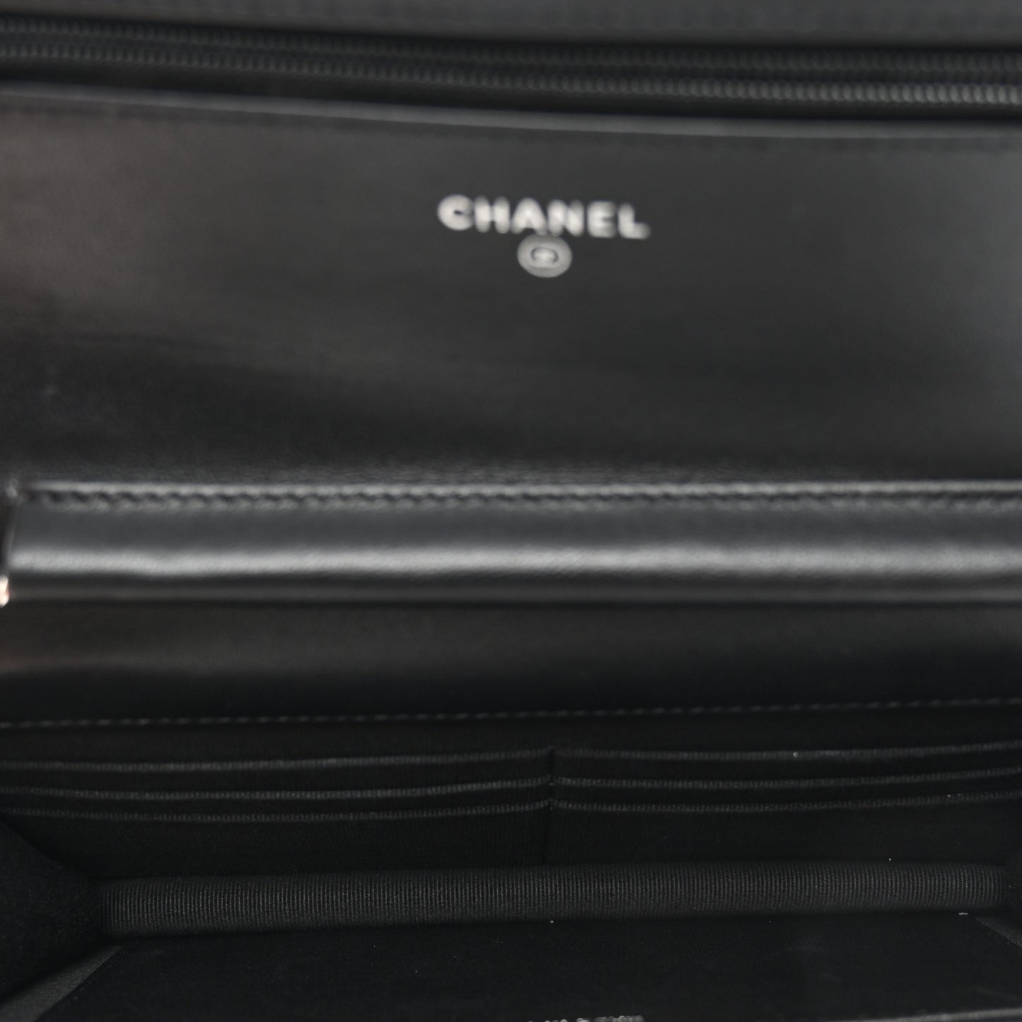 Lambskin Quilted Crystal Star Wallet On Chain Black