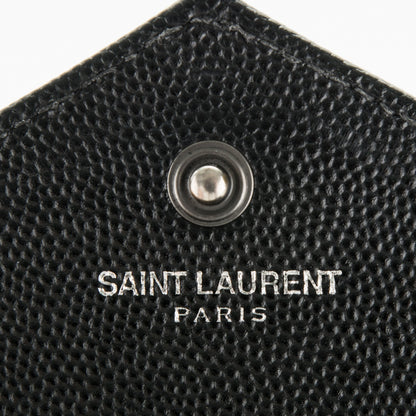 Saint Laurent Grain De Poudre Matelasse Chevron Monogram Chain Wallet Black 6 of 6