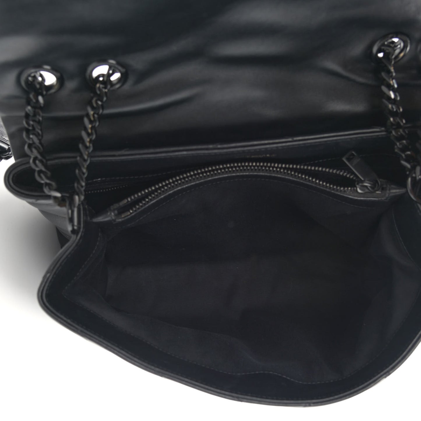 Calfskin Y Quilted Monogram Medium Loulou Chain Satchel Black