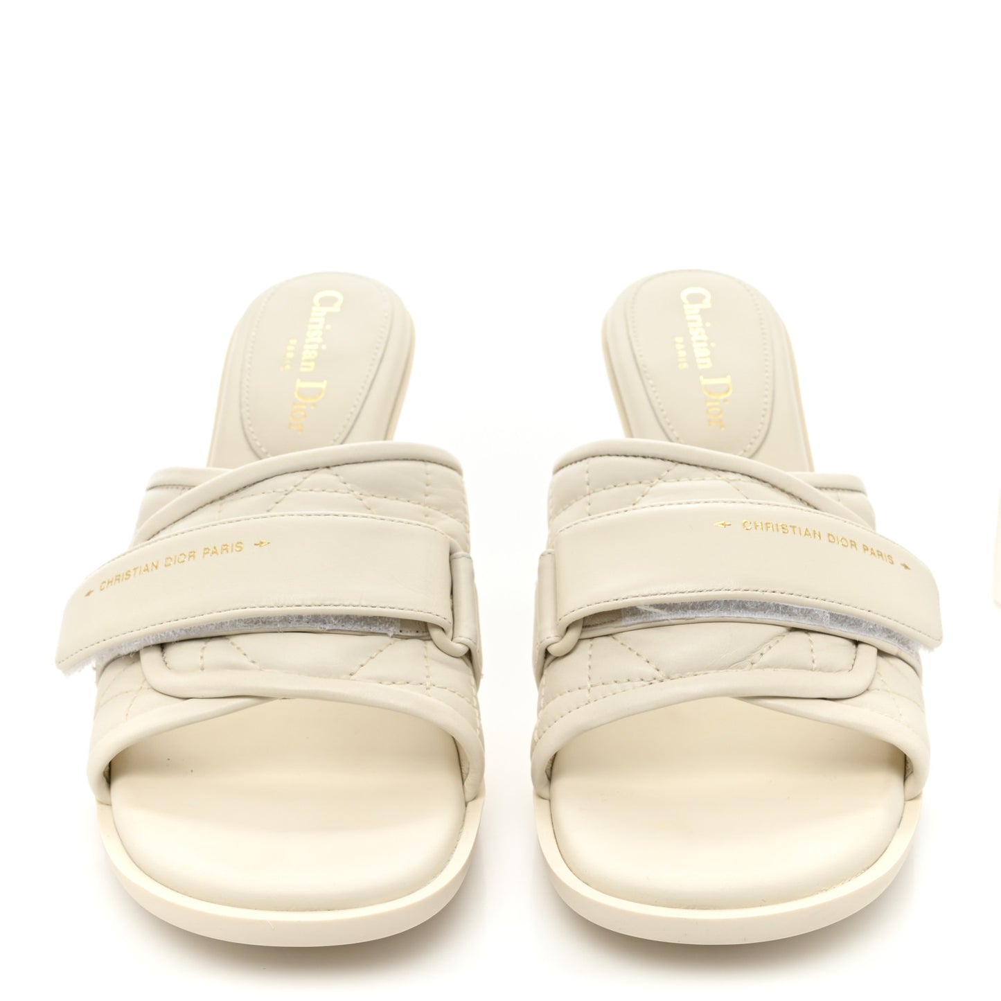 Calfskin Cannage Quilted Dio(r)evolution 80mm Slide Sandals 39 Off White