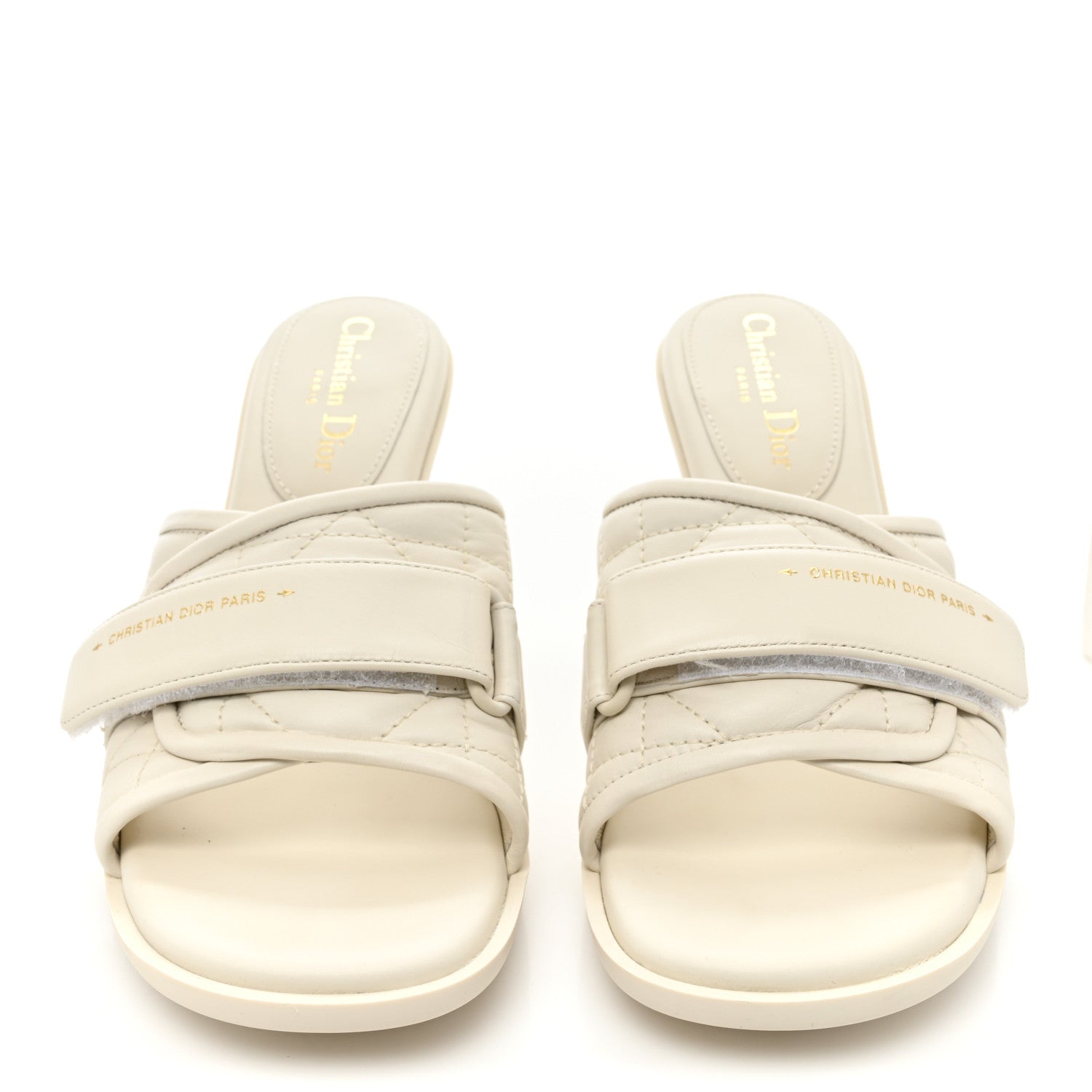 Christian Dior Calfskin Cannage Quilted Dio(r)evolution 80mm Slide Sandals 39 Off White 2 of 8