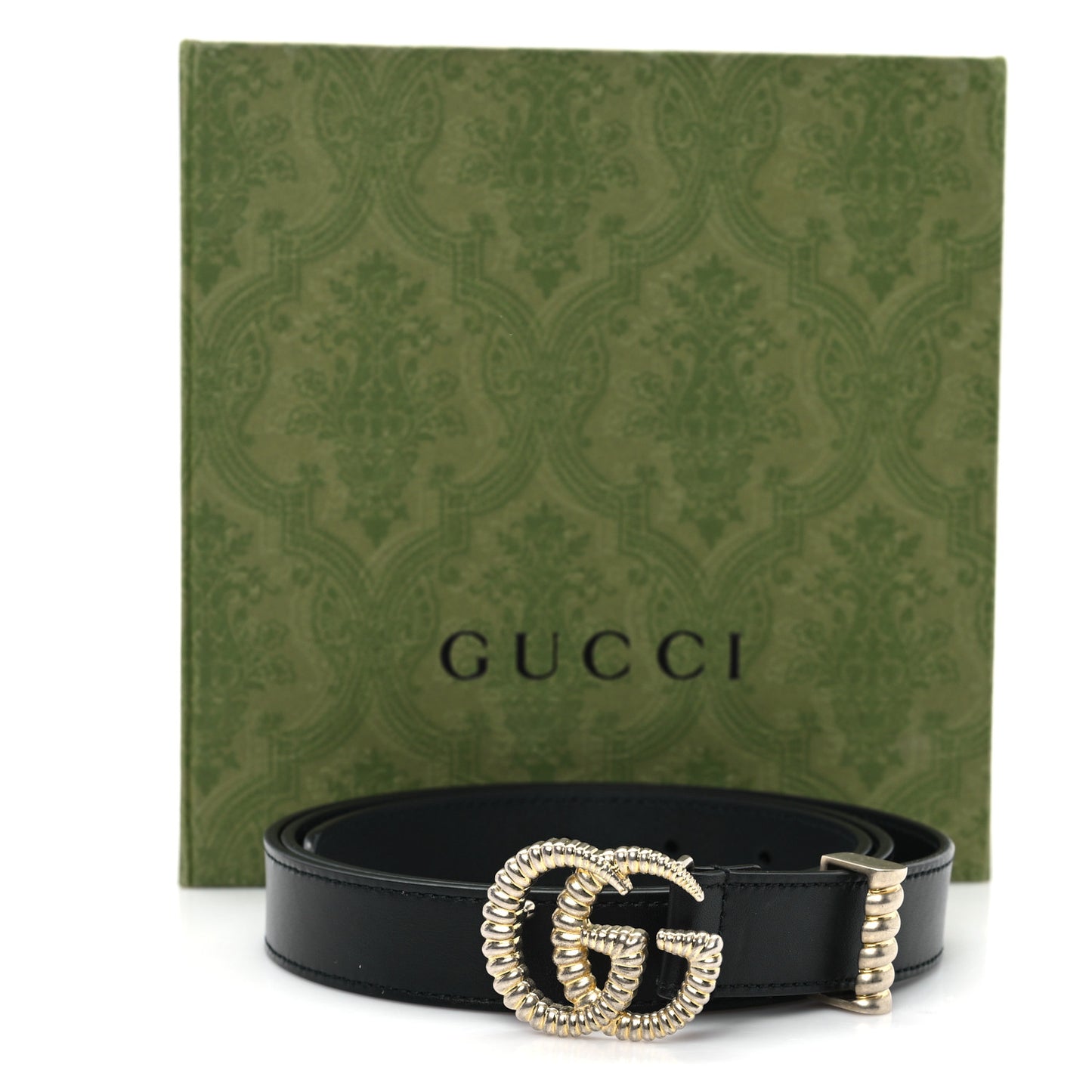 Moon Calfskin Torchon Double G 25mm Belt 100 40 Black