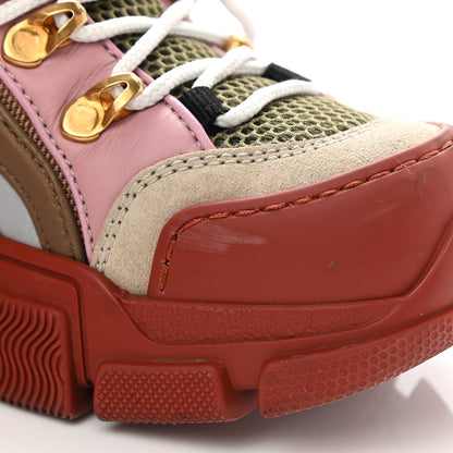 Gucci X SEGA Mesh Canvas Calfskin Womens Flashtrek Sneakers 35 Military Oatmeal Carmine Rose Ardesia 9 of 12