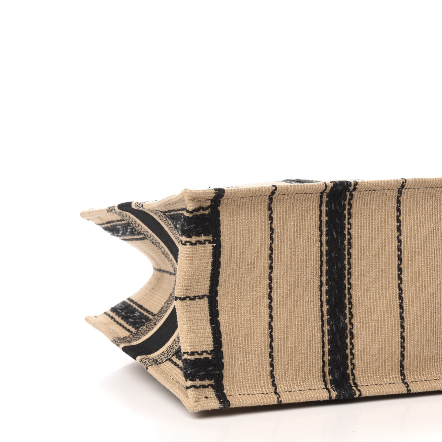 Canvas Embroidered Medium Bayadere Book Tote Black Beige