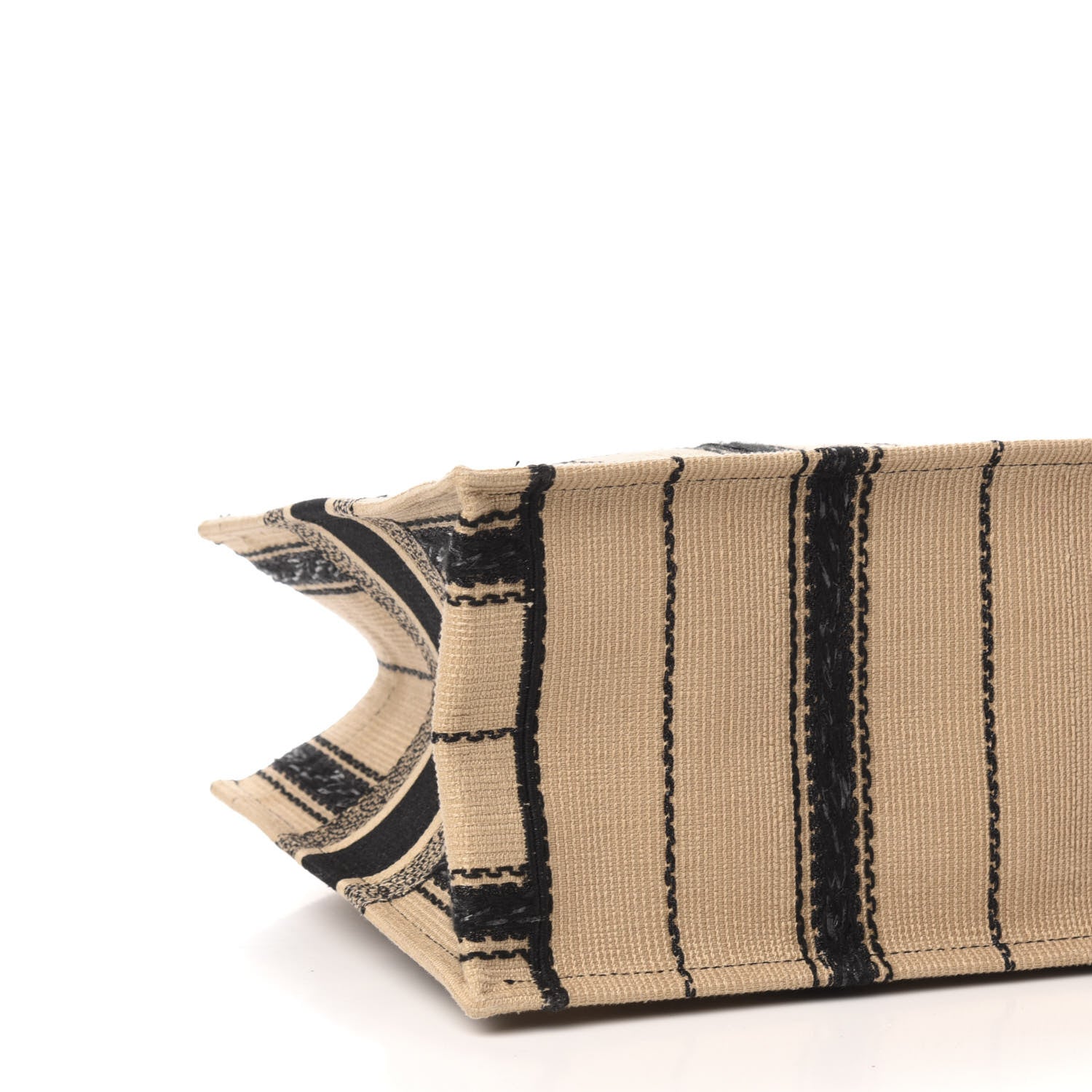 Christian Dior Canvas Embroidered Medium Bayadere Book Tote Black Beige 11 of 13